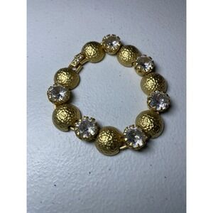 Spartina 449 Chunky Ice Rhinestone Brushed Puffed Ball Bracelet Chain Textured